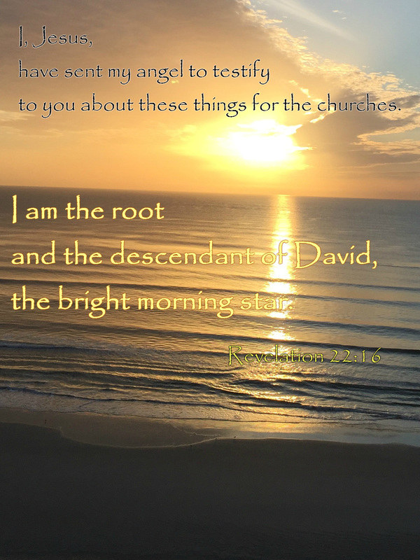 I, Jesus, have sent my angel to testify to you about these things for the churches. I am the root and the descendant of David, the bright morning star. Revelation 22:16  (Photo of Sunrise at Daytona Beach by Denise Hogan)