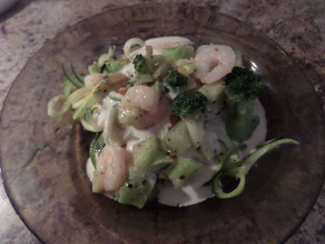 Shrimp and Summer Squash and Zucchini Vegetable “Spaghetti” Alfredo Veghetti Recipe