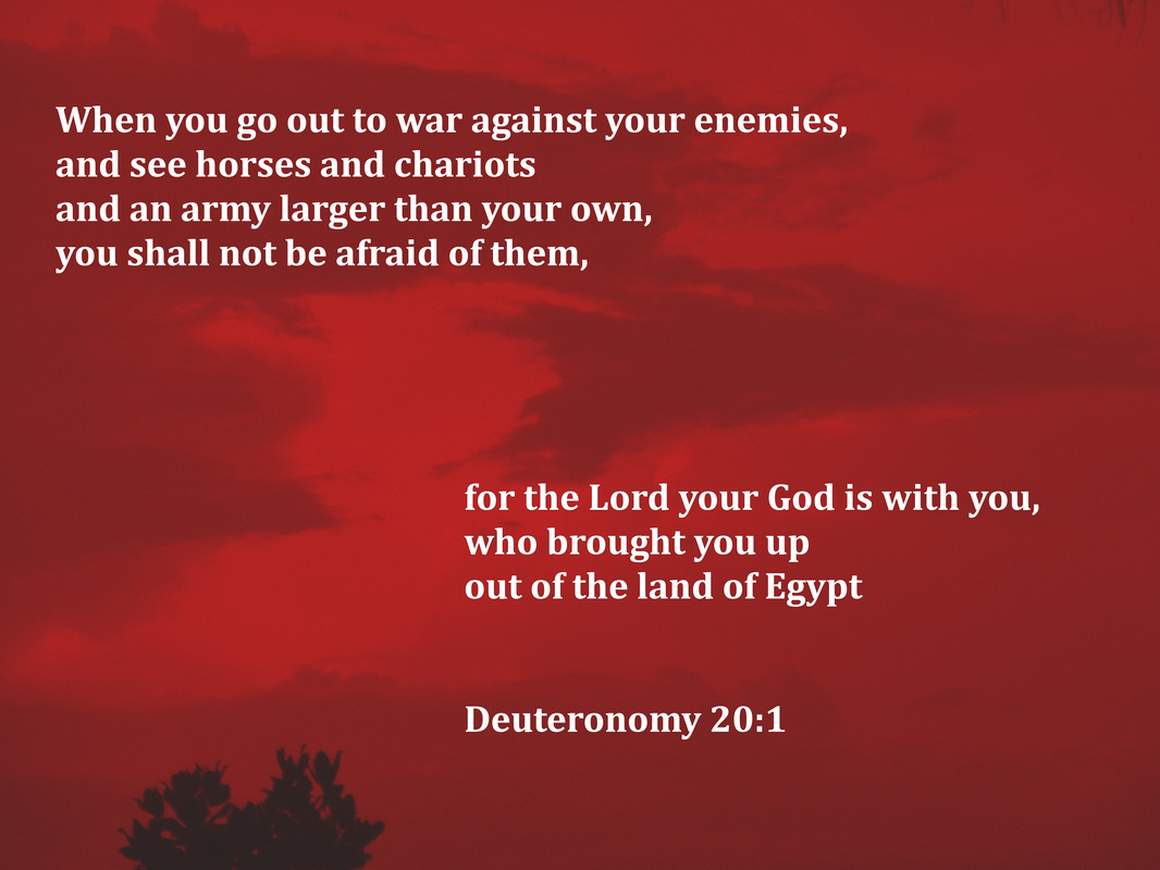 When you go out to war against your enemies, and see horses and chariots and an army larger than your own, you shall not be afraid of them, for the Lord your God is with you, who brought you up out of the land of Egypt Deuteronomy 20:1