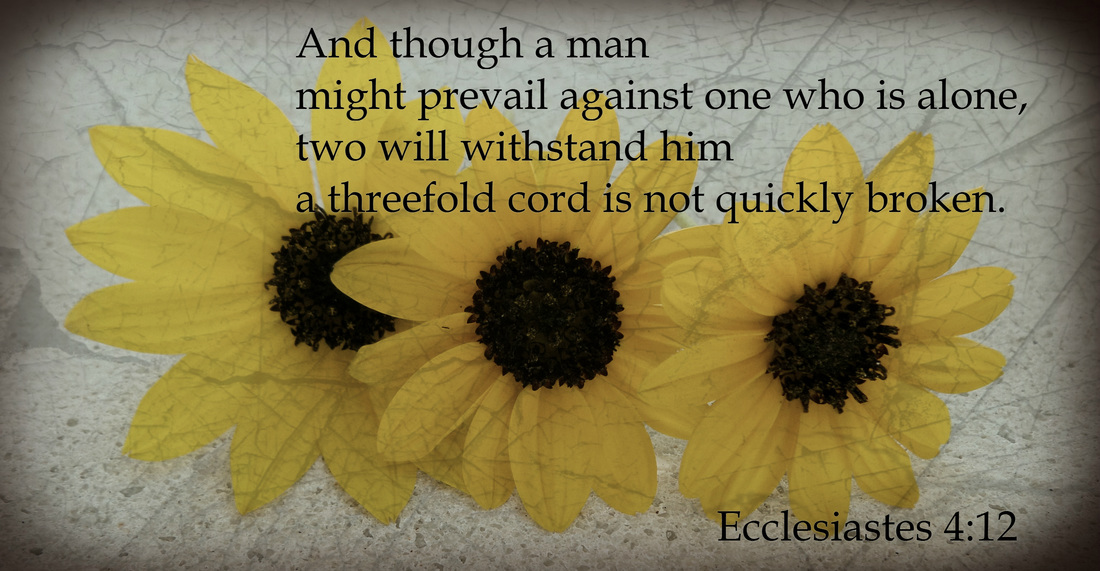 And though a man might prevail against one who is alone, two will withstand him--a threefold cord is not quickly broken. Ecclesiastes 4:12