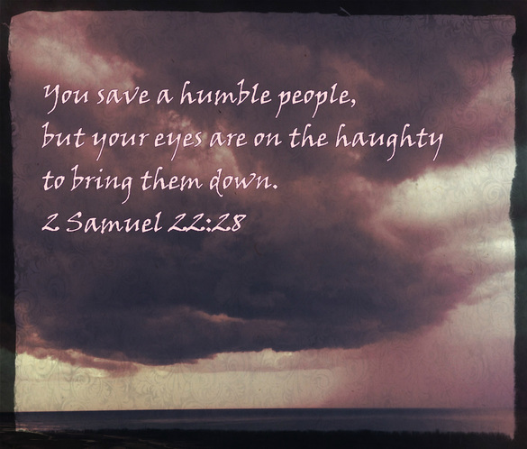 You save a humble people,     but your eyes are on the haughty to bring them down. 2 Samuel 22:28   Photo by Denise Hogan